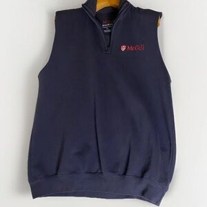McGill University Emblem Logo Unisex 1/4 Zip Hoodie‎ Vest Sleeveless Converted L